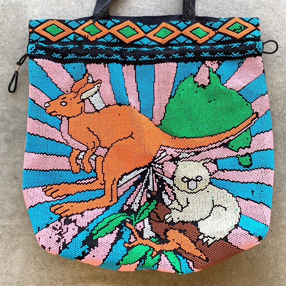 VTG Australian 60s JEWELRY TOTE animals 70s CUTE